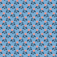 Floral seamless pattern, background for textiles, porcelain, fabric. on blue background