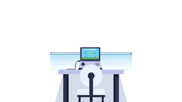 Gaming setup with tablet and gamepad on desk, offering a modern, fun vibe perfect for tech blogs, game reviews, or illustrating digital entertainment concepts