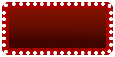 Stylish red rectangular frame with a scalloped inner border and classic black polka dots, transparent background, perfect for banners, promotions, events, graphic design.