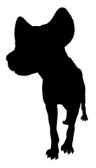 Black silhouette of a hyena in a minimalist design on a clean white background, ideal for animal themes and graphic projects.
