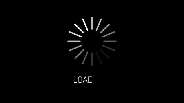 buffer circle load Animation switch on, progress bar in the form of a white circle with changing numbers from 0 to 100 on black background. progress VFX