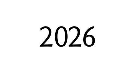 Black 3D New Year 2026 symbol sign with text illustration design for holiday celebration business figure.