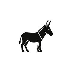 Obraz premium Minimalist flat design logo of silhouette of a donkey standing calmly, a simple and elegant design vector logo template
