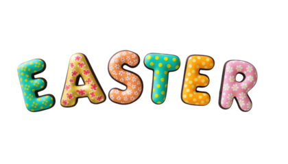 Happy birthday text spelled with colorful alphabet fridge magnets for children's play and education