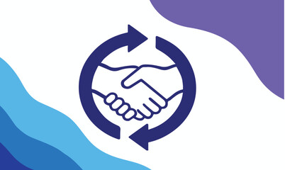 Handshake in Recycle Arrows Icon Background