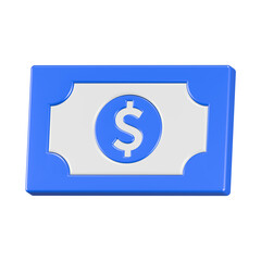 Obraz premium 3d rendering icon dollar paper blue color