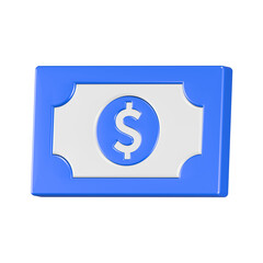 dollar paper 3d rendering icon blue color