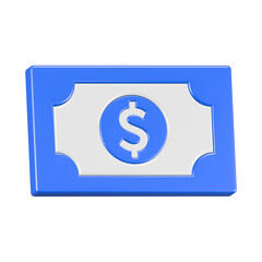 3d rendering icon dollar paper blue color