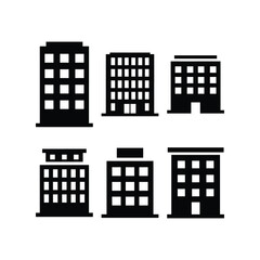 Fototapeta premium Hotel silhouette icon set with building structure