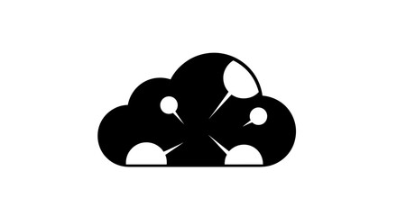 Cloud icon with pin markers and speech bubbles with transparent background