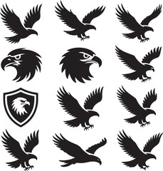 Obraz premium Eagle silhouettes collection in vector format for design and logo creation