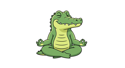 Fototapeta premium Cartoon Crocodile Meditating with a Serene Expression in a Peaceful Lotus Position