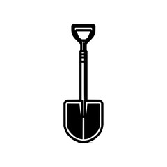 Shovel vector icon illustration for gardening digging and construction equipment tool in black and white style