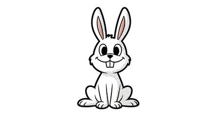 Delightful cartoon rabbit illustration with textured outline for playful designs and decorations