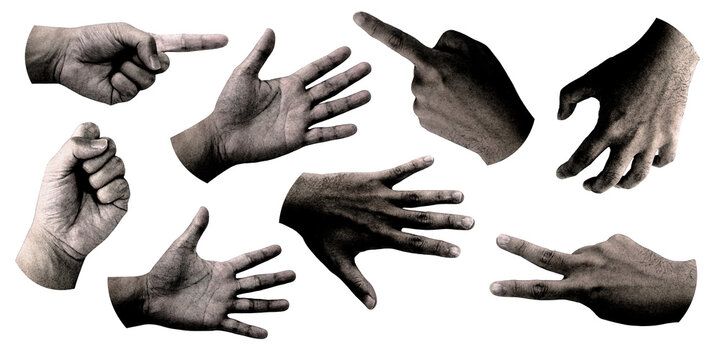 Retro hand art vintage collage element sticker. add noise.