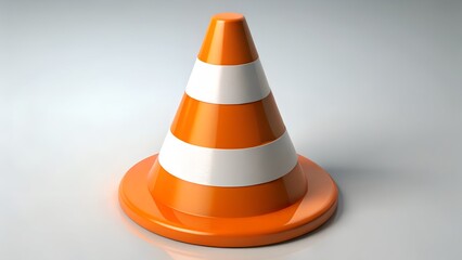 Bright orange traffic cone stands ready to alert drivers to construction or road hazards, perfect for transportation safety visuals and infrastructure projects