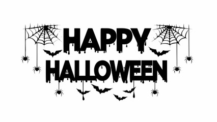 Happy halloween text with dripping effect and spooky decorations