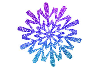 Snowflake Glitter Ombre in Blue and Purple with Metallic Foil Shine and Decorative Winter Gradient Design