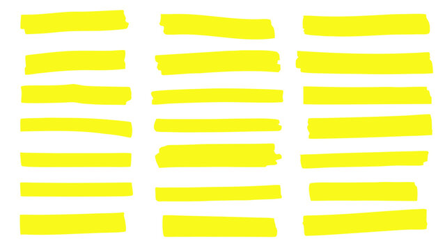 Collection of yellow highlighter marks on a black background