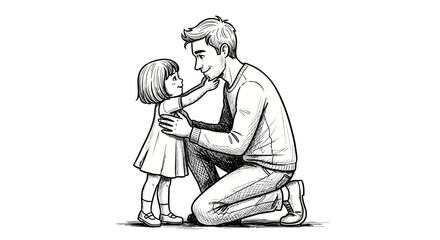 Touching father and daughter illustration evoking love, affection, and family bonding creating a