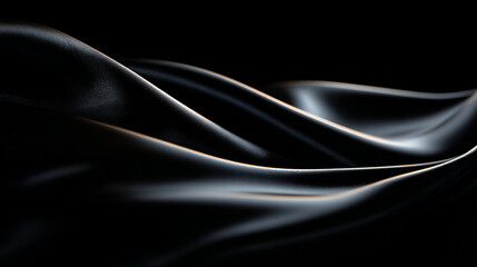 Close up of dark fabric with smooth waves and subtle lighting creating depth and texture