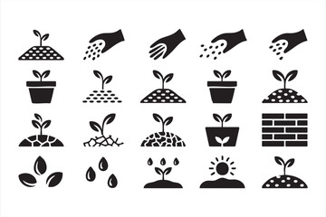 Minimalist Farm Symbols for Landscape and Garden Design