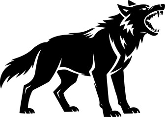 snarling wolf silhouette vector illustration