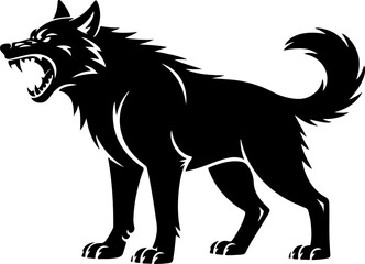 snarling wolf silhouette vector illustration