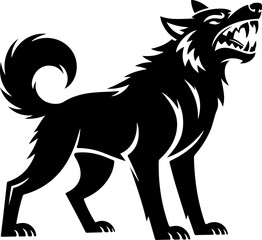 snarling wolf silhouette vector illustration