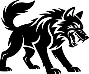 Fototapeta premium snarling wolf silhouette vector illustration
