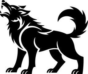 Obraz premium snarling wolf silhouette vector illustration