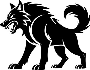 snarling wolf silhouette vector illustration