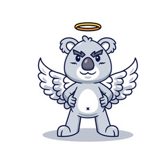 Cartoon Illustration of Koala with Wings and Halo
