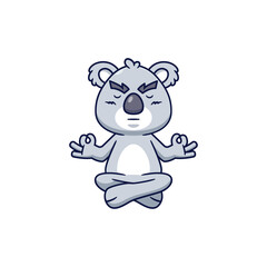 Cute Meditating Koala Cartoon Illustration