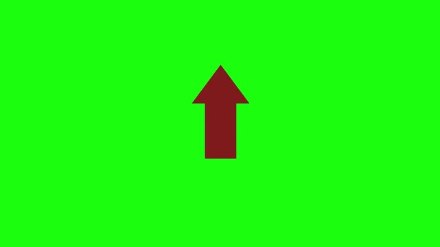 Animated arrow pointing upwards with vibrant green screen background footage