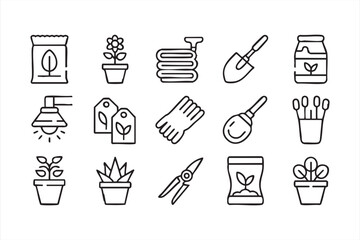 Line Art Christmas Icons for Holiday Cards and Invitations