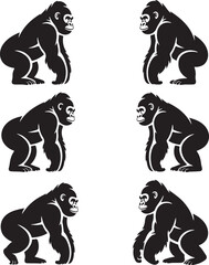 Strong gorilla silhouettes positioned around central white space ideal background