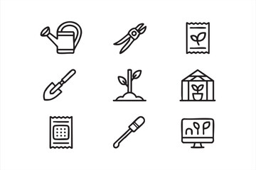 Potted Plant and Houseplant Icon Set for Home Decor