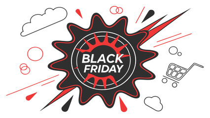 Black Friday Sale Event Promotion with Abstract Shopping Elements
