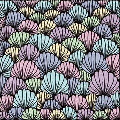 Obraz premium Abstract, Doodle, abstract lines with no fixed form combine to create images, complex patterns, shell motifs, carpet designs, print patterns, wallpaper, fabric, covers.