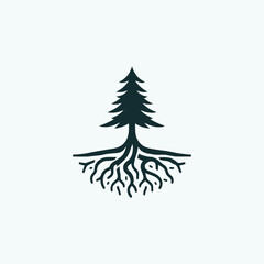 Fototapeta premium Rooted Cedar Tree Logo
