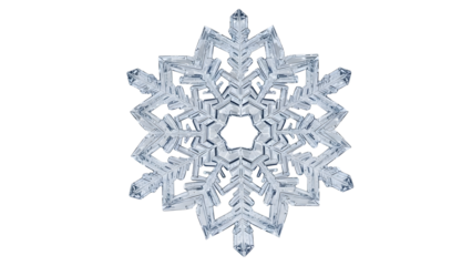 Detailed snowflake macro shot on black background for winter holiday season