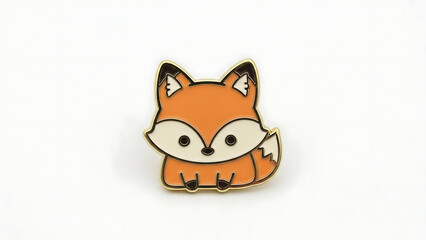 Obraz premium Adorable fox pin badge with an enamel finish and golden outline for accessories styling