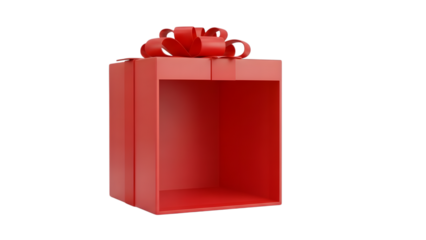 Elegant red gift box with ribbon on black background for celebrations