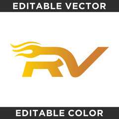 A dynamic logo featuring the letters RV with a fiery, gradient design, symbolizing speed and energy.
