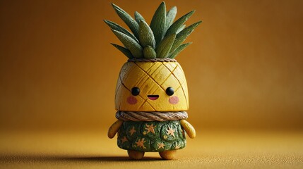 Adorable pineapple character illustration radiating summer fun and tropical vibes for playful designs and cheerful marketing campaigns