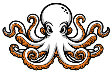 Fototapeta premium Cartoon Octopus with Tentacles Detailed Vector Illustration