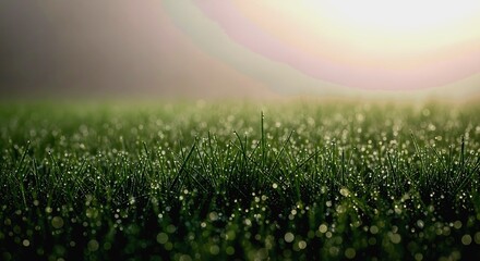 Dew-Kissed Blades: A Ground-Level View of Morning's Embrace on L