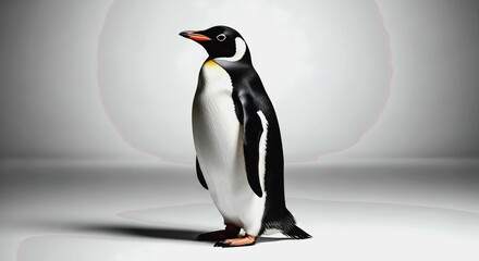 Gentoo Penguin Standing Tall in a Studio Setting with Soft Light