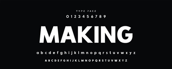 Digital modern alphabet font. Creative abstract urban, futuristic, fashion, sport, minimal technology typography.  Simple vector illustration with number